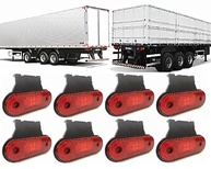 Kit 8 Lanternas LED Vermelhas 12/24V para Carroceria, Baú e Carreta - KLX - imagem 1