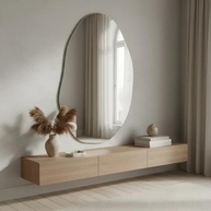 Espelho Orgânico Lapidado Vênus 70x50cm - Design Elegante com Suporte para Sala, Quarto e Banheiro - imagem 4