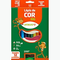 Lápis de Cor Jumbo Leo&Leo: 12 Cores + Apontador! - imagem 1