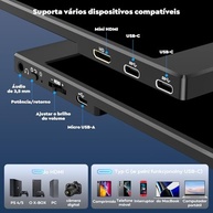 Monitor portátil de 15.6", monitor portátil para laptop 100% sRGB FHD 1080p, tela IPS para cuidados com os olhos para escritório e entretenimento - imagem 4