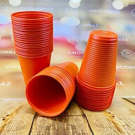 Kit Descartável 50 Pessoas: Pratos, Garfos e Copos Laranja - imagem 2
