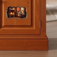 Adesivo de Parede 3D Lareira de Natal com Ratinho Encantador - Decalque Vinil Decorativo para Quarto e Sala - imagem 5