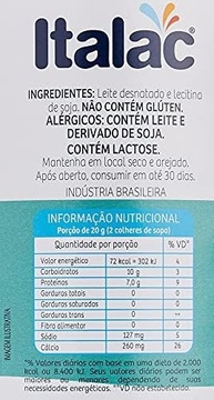 LEITE EM PÓ DESNATADO INSTANTANEO LATA ITALAC 280 GRS - imagem 4