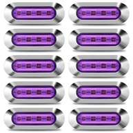 Kit 10 Luzes Indicadoras Laterais LED Roxas 12-24V com Moldura Cromada - Universal para Carros, Ônibus, Caminhões e Trailers - imagem 2