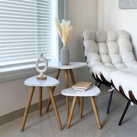 Kit Trio Mesinhas Laterais Retro com Tampo Orgânico - Estilo Palito para Sala - imagem 4