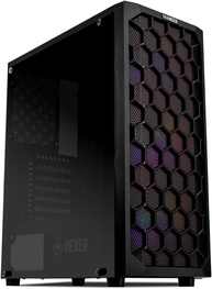 Gabinete Gamer Mancer Hexer | Rainbow | Mid-Tower | Lateral de Vidro | Com 3 Fans | Preto | MCR-HEX-RB01 - imagem 1