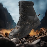 QUNLON Botas Militares Táticas Masculinas Com Zíper Lateral De 8'', Botas De Combate Para Motocicleta, Trabalho Militar, Polícia, Trilha Na Selva, Pretas - 8Us - imagem 3