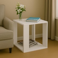 Mesa de Centro Decorativa em MDF Branco - Apoio Lateral para Sofá e Ambientes - imagem 4