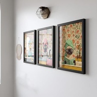Kit 3 Quadros Decorativos 18x24 cm com Moldura de Madeira - Gatos Banheiro e Lavabo (Preto) - imagem 5