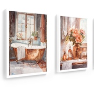 Kit 2 Quadros 18x24 cm para Banheiro e Lavabo Rose Gold - Decoração Elegante - imagem 1