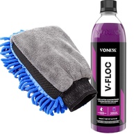 Kit Essencial Lavagem Automotiva: Shampoo V-Floc 500ml Vonixx + Luva Tripla Ação Karbox Azul Escuro - imagem 1