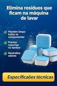 Kit 10 Tabletes de Limpeza para Máquina de Lavar – Limpador Efervescente Potente contra Manchas e Odores - imagem 5