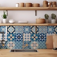 Adesivo de Parede Azulejo Retrô 10cm - Ladrilho Hidráulico Autocolante Lavável para Cozinha e Banheiro - imagem 3