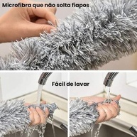 Espanador de Pó Telescópico com Microfibra – Alcance Até 2,80m, Lavável e Flexível para Limpeza de Tetos, Ventiladores e Ar-Condicionado - imagem 5