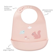 Babador em Silicone com Pega-Migalhas Cloudy Rosa - Fecho Ajustável e Lavável - imagem 4