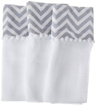 Baby Deluxe Babete Fralda 3 Peças Cinza Chevron - Toque Macio, Antialérgico e Lavável - imagem 1