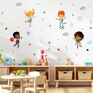 Adesivo de Parede Infantil Espaço Kids - Lavável, Seguro e Fácil Aplicação | Ideal para Quarto, Escola e Brinquedoteca - imagem 1