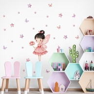 Adesivo de Parede Infantil Fadas - Lavável, Seguro e com Fácil Aplicação para Quarto de Menina - imagem 2