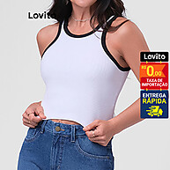 Lovito Top Regata Feminina Lisa com Viés Contrastante LB207BRL236 - imagem 2