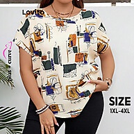 Blusa Plus Size Geométrica Elegante Lovito LBL18302 - imagem 2