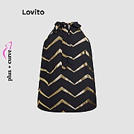 Blusa Listrada Plus Size com Babados Elegantes Lovito LBL19317 - imagem 2
