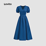 Vestido Casual Assimétrico Lovito Azul Escuro LBL28152 - imagem 2