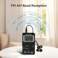 Rádio Portátil Retekess V112: Som Digital AM/FM com Fone, Bateria Recarregável e LCD - Preto - imagem 3
