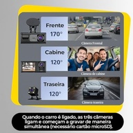 Câmera Veicular 3 Lentes Full HD 1080p com LCD 4" e Visão Noturna | Segurança Total - imagem 4