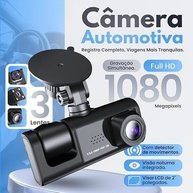 Câmera Veicular Tripla 3 Lentes Full HD 1080p: Segurança Total com Visão Noturna e Tela LCD - imagem 3