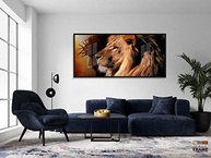 Quadros Decorativos Religiosos Leão de Judá 130x60cm - Moldura Preta com Vinil Brilhante - imagem 5