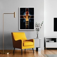 Quadro Decorativo 90x60 com Moldura de Madeira Pinus - Leão de Judá e Cruz de Cristo | Acabamento Premium Preto - imagem 5