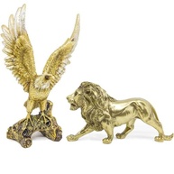 Kit Águia e Leão em Resina - Estatueta Decorativa para Sala, Escritório e Estante - imagem 2