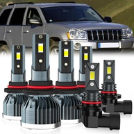 Kit 6 Lâmpadas LED Jeep Grand Cherokee 2005-2010: Farol Alto/Baixo + Neblina - Brilho Intenso 600% - imagem 1