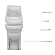Ilumine Seu Carro: Par de Lâmpadas LED T10 1 LED CREE 5000K Branco Universal - imagem 4
