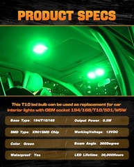 Luzes LED T10 194 W5W: Iluminação Potente e Duradoura para Seu Veículo - imagem 4