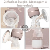 Bomba Tira-Leite Elétrica Portátil com Tela LED, 3 Modos, 9 Níveis de Sucção, Silenciosa, Mãos Livres, Recarregável via USB, Livre de BPA, Rosa Bebê - imagem 3