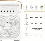 Ventilador Portátil com Função de Climatizador e Umidificador | 3 Velocidades, Tanque 600ml, Luz LED RGB - imagem 2