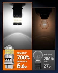 SEALIGHT Lâmpada LED 3157 Branca: 700% Mais Brilho para Ré, Freio e DRL - imagem 3