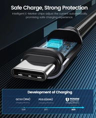 Cabo USB-C 100W ORICO: Carregamento Turbo + LED! - imagem 3
