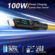 Cabo USB-C Retrátil 100W: Carregamento Turbo + LED - imagem 3