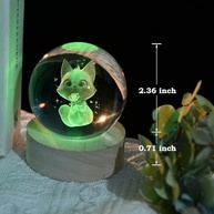 Bola de Cristal 3D com Gato Segurando Rosa - Decoração LED para Amantes de Gatos - imagem 3