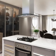 Coifa Exaustor Ilha Vidro Curvo 75cm Inox Nardelli - 4 a 6 Bocas, 220V, LED, 3 Velocidades - imagem 3