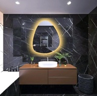 Espelho Orgânico Decorativo Lapidado com LED 70x50 cm - Iluminação Elegante para Ambientes Modernos - imagem 2