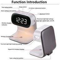 Despertador LED Multifuncional: Carregador Qi e Luminária - imagem 3