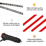 Fita de LED Automotiva 12V com 24 Luzes RGB - Iluminação Interior para Carro com Plugue Isqueiro ou USB - imagem 5