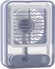 Mini Ventilador com Spray de Água e Luminária LED Portátil USB - 3 Velocidades Branco - imagem 2