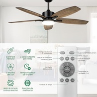 Ventilador de Teto com Luz LED e Controle Remoto | 6 Velocidades, Motor DC Silencioso, Bivolt - imagem 4
