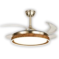 Ventilador de Teto Retrátil Ébano Dourado 78W LED Multicolor Silencioso com Controle Remoto - imagem 2