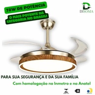 Ventilador de Teto Retrátil Ébano Dourado 78W LED Multicolor Silencioso com Controle Remoto - imagem 3