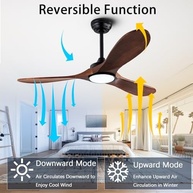 Ventilador de Teto 106cm com Luz LED e Controle Remoto | Motor Silencioso DC Reversível - imagem 4